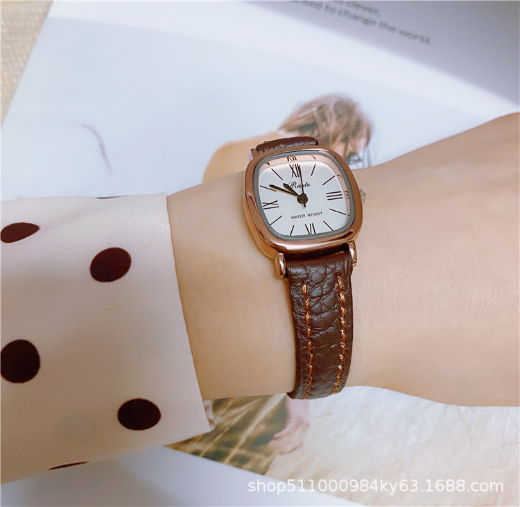 雷特复古手表女ins风韩版简约气质百搭方形小巧表盘学生皮带腕表
