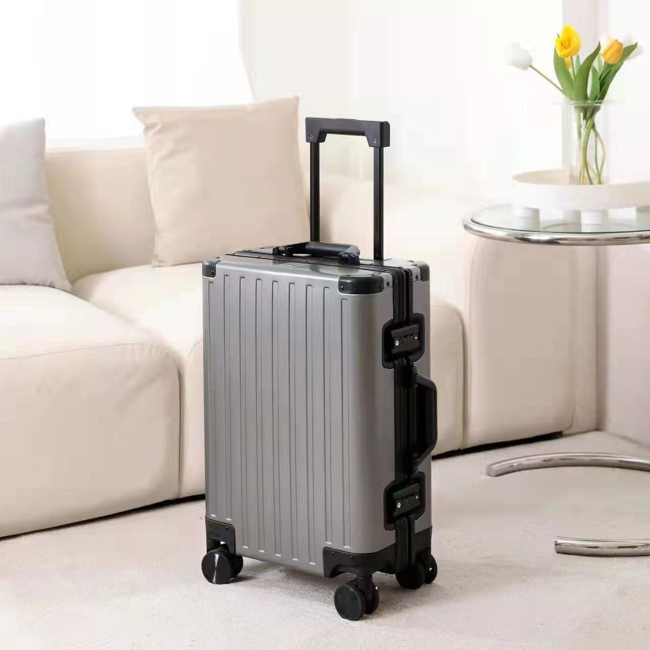 All-Aluminum Magnesium Alloy Luggage Female Male Aluminum Alloy Trolley Case Aluminum Frame 26-Inch Metal Suitcase 24-Inch Password Suitcase