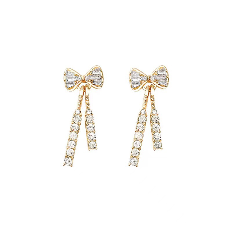 Creative Fashion Crystal Long Butterfly Earrings Socialite Elegant High-Grade Tassel Earrings Simple Fresh Earrings