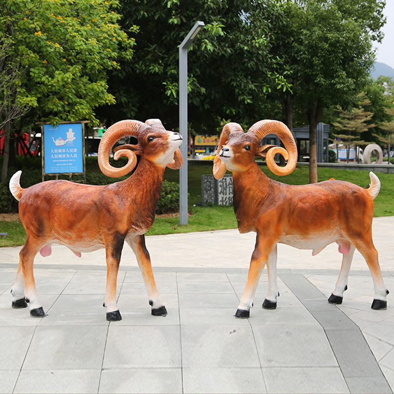 户外仿真动物波尔山羊玻璃钢雕塑农场草坪装饰公园林造景落地摆件