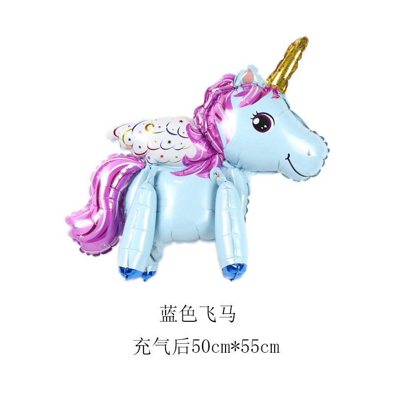 Children's Cartoon 3D Assembled Pony Aluminum Film Decorative Balloon Baby Unicorn Birthday Party Gathering Background Layout