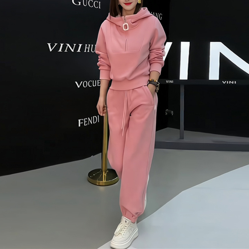 美拉德高级感运动连帽运动衫套装女秋冬装搭配一整套时尚休闲两件