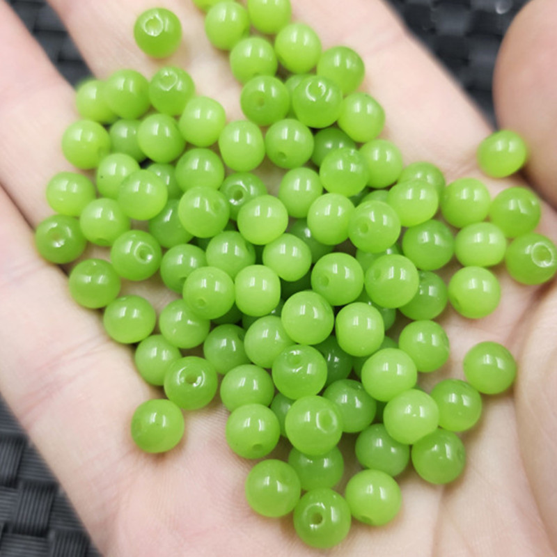 6毫米橄榄绿色仿玉石散珠果绿色玻璃珠子diy手链项链佛珠配件珠子
