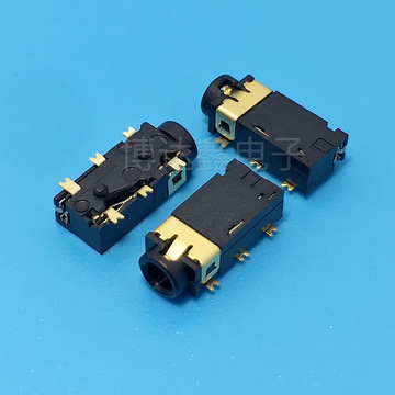 博达鑫pj-001耳机插座6脚贴片全贴双柱半金2.