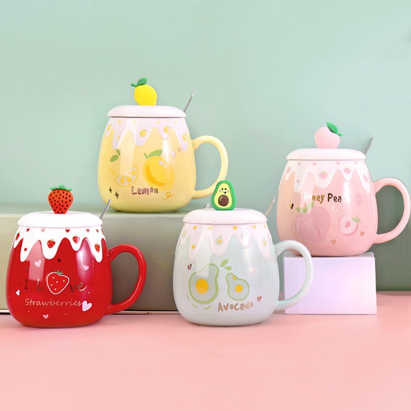 Three-Dimensional Silicone Cartoon Fruit Pattern Series Mug Strawberry Cup Good-looking Drinking Water Breakfast Coffee Cup