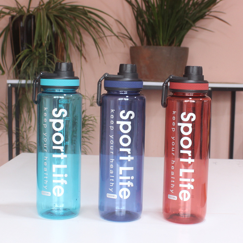 1000ml Gradient Plastic Cup with Handle Frosted Outdoor Tumbler Student Sports Sports Bottle