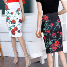 Midi skirt  Printed package hip skirt long skirts