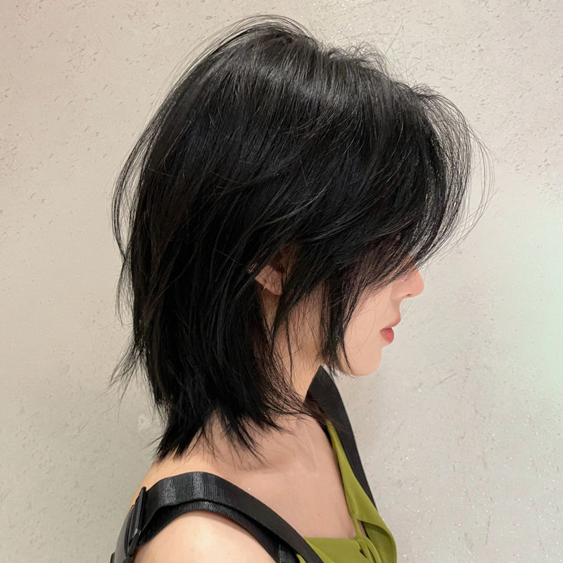 网红狼尾男短直发半扎日系帅气狼尾发武士头中性鲻鱼头男女全