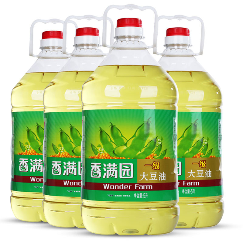 香满园一级大豆油5l*4大桶5升整箱装家用餐饮推荐油食用油20升