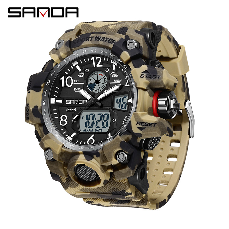 sanda品牌手表跨境热卖爆款迷彩系列 特种兵野外训练防水电子手表