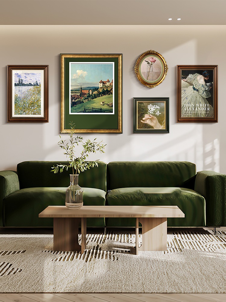 法式装饰画客厅沙发背景墙壁画复古风大气轻奢人物风景挂画美式