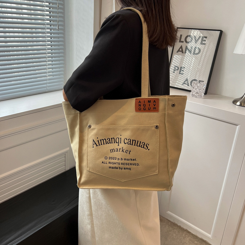 Simple Casual Canvas Shoulder Bag 2022 New Internet Hot Fashionable Large Capacity Underarm Bag Letters Handbags for Women