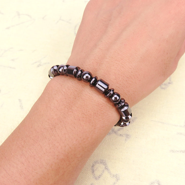 8mm圆珠磁性黑胆石手链 速卖通外贸热卖半月磁疗保健磁石手串