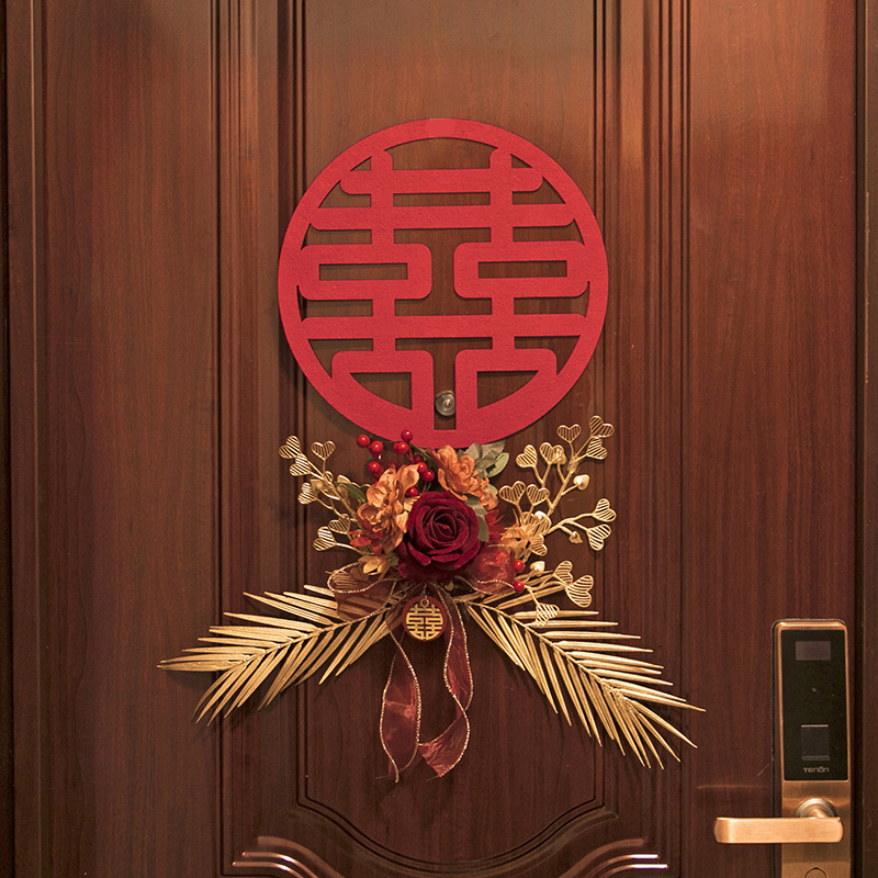 婚房布置套装结婚礼装饰新房卧室客厅男女方门贴大门把花门上花把