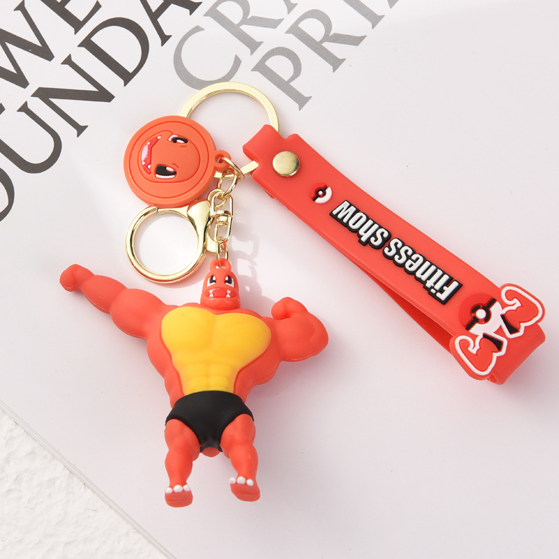 Cartoon Muscle Men Pikachu Keychain Internet-Famous Doll Car Key Chain Pendant Psyduck Bag Ornaments Batch