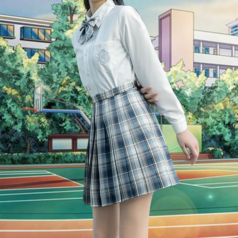 日系正统jk制服格裙百褶半身裙长袖衬衫全套中学生校服水手服定制