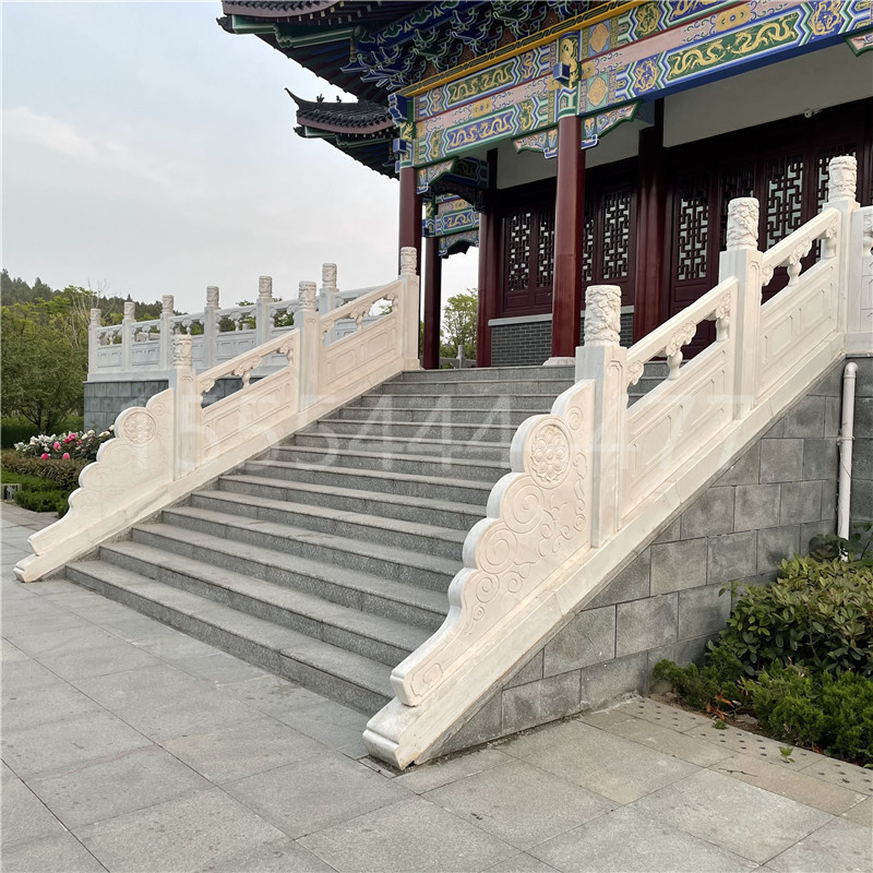 批发园林寺庙仿古石栏杆 景区汉白玉石雕栏板 河道别墅防护栏板