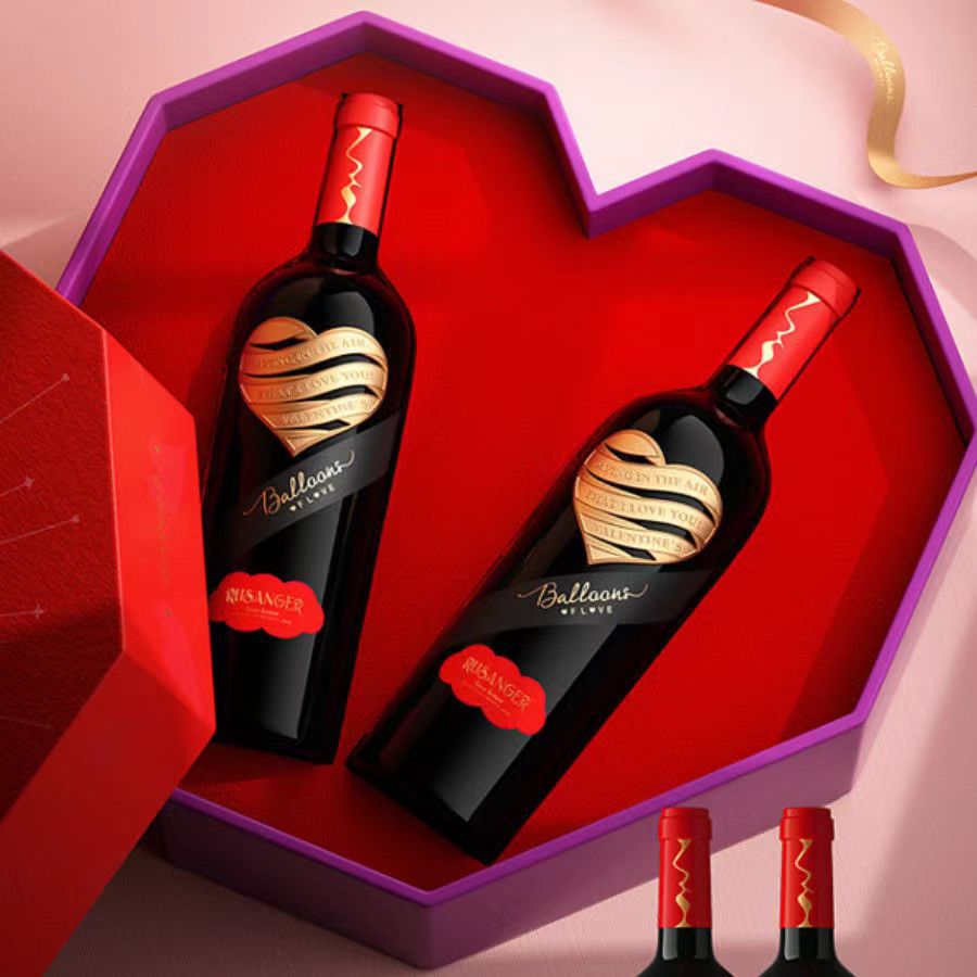 法国原酒进口红酒露仙格情书干红葡萄酒750ml*2瓶爱心