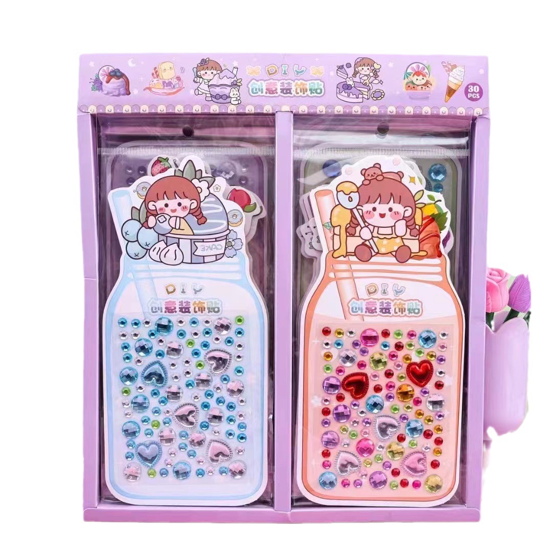 Children's Creative Decoration Acrylic Sticker Crystal Gem Diamond Stickers Princess Handmade Finish Diamond Stickers