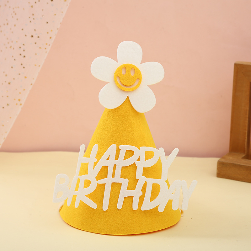 Korean Ins Style Creative DIY Felt Birthday Hat Children's Birthday Party Baby Full-Year Decoration Non-Woven Cap