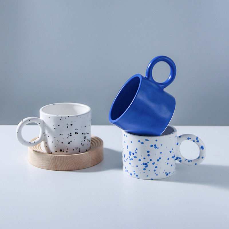 Nordic Klein Blue Milk Hand-Pinching Irregular Big Ears Ceramic Ins Couple Coffee Net Red Mug