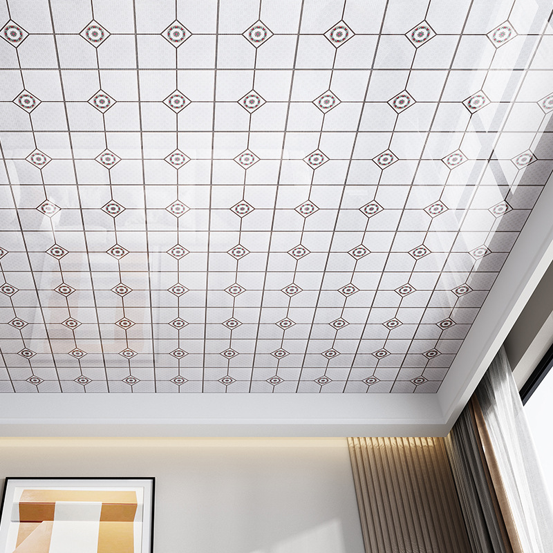 天花板贴纸自粘墙纸卫生间吊顶自装屋顶部装饰遮丑铝塑板自粘墙贴