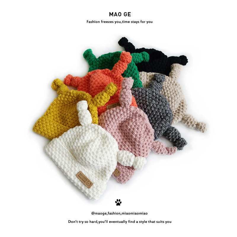 Chengwen Knitted Hat Cute Funny Three-Dimensional Antenna Cap Personality Children's Wool Hat Male and Female Baby Sleeve Cap