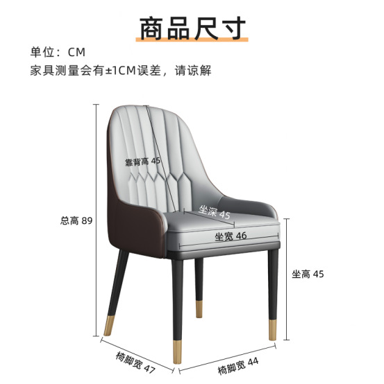 Nordic Dining Chair Simple Living Room Soft Bag Hotel Dining Chair Backrest Leisure Laptop Desk Chair Leisure Metal Seat