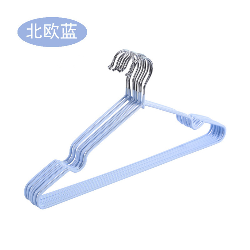 Wholesale Hanger Bold Type Household Seamless Simplicity Hanger Metal Adult and Children Non-Slip Band Groove PVC Coated Hanger