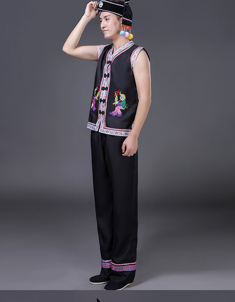 广西壮族服装成人男少数民族竹竿舞蹈广西歌圩节三月三壮族演出服