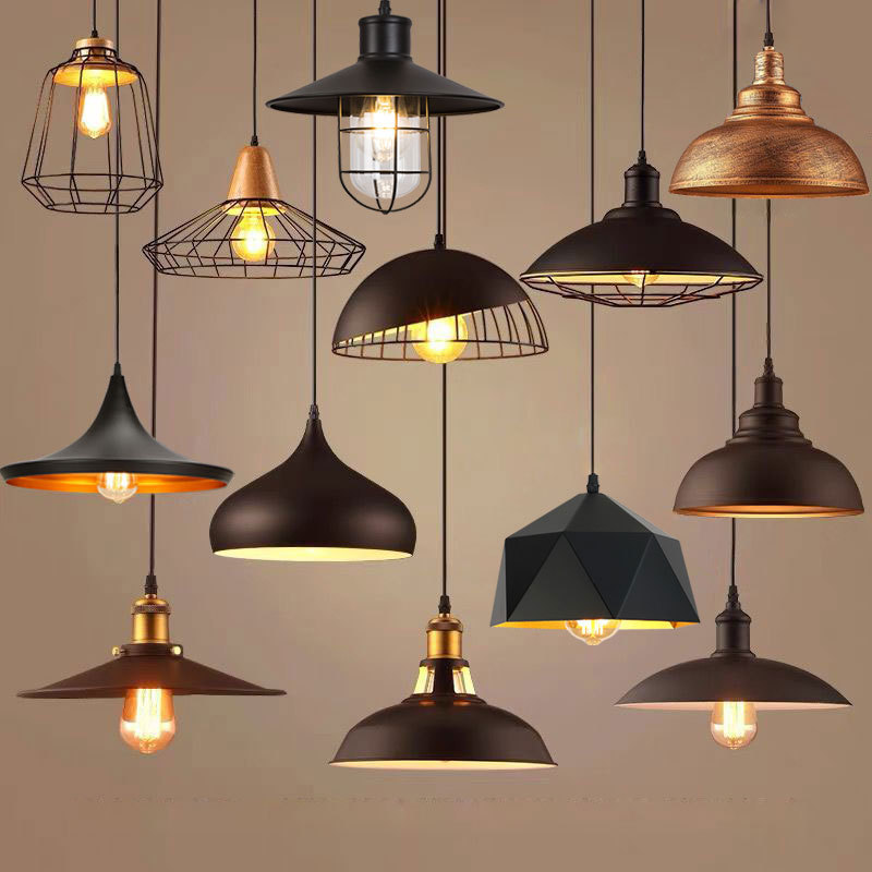 loft creative single-head iron pot cover simple restaurant lamps american retro nordic industrial style table lamp chandelier