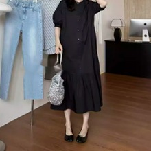 韩版设计感绝美减龄宽松衬衫裙女夏季新款气质简约遮肉长款连衣裙