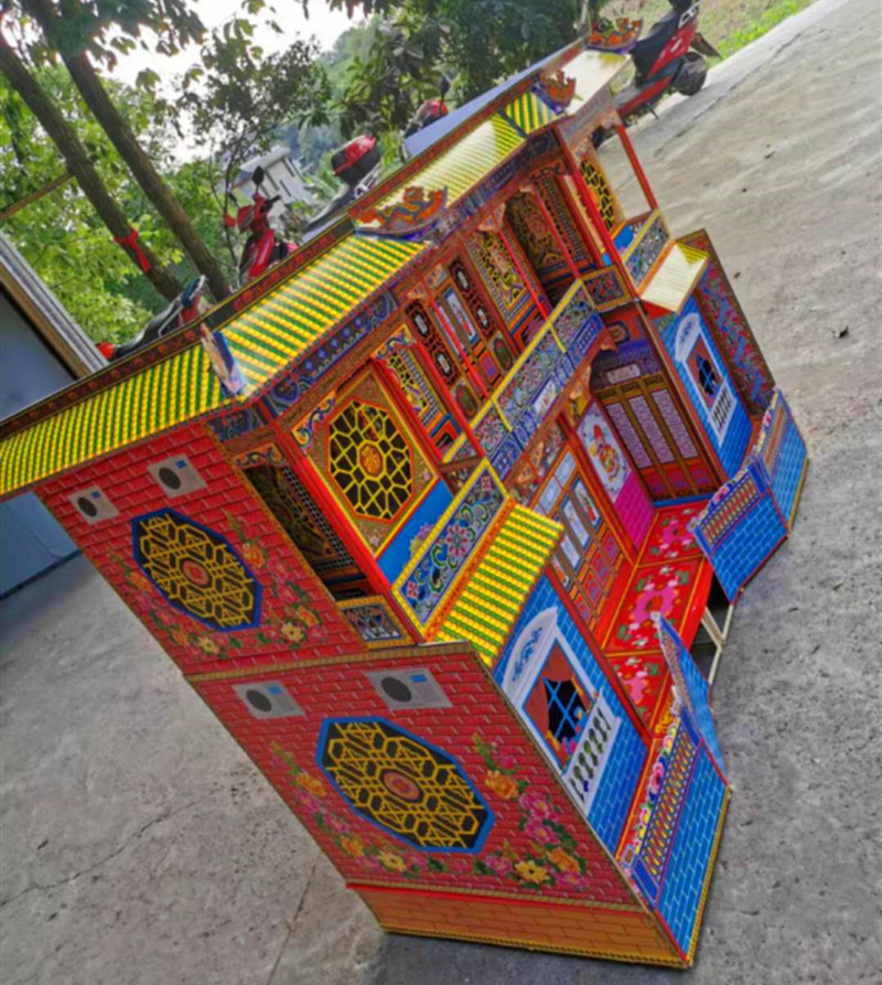 170型望云楼蓬莱仙府竹架灵屋冥房纸房子纸扎殡葬祭祀用品