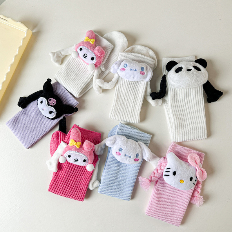 2024款牵手袜儿童袜子女童可爱卡通春夏棉袜韩系库洛米公仔袜批发