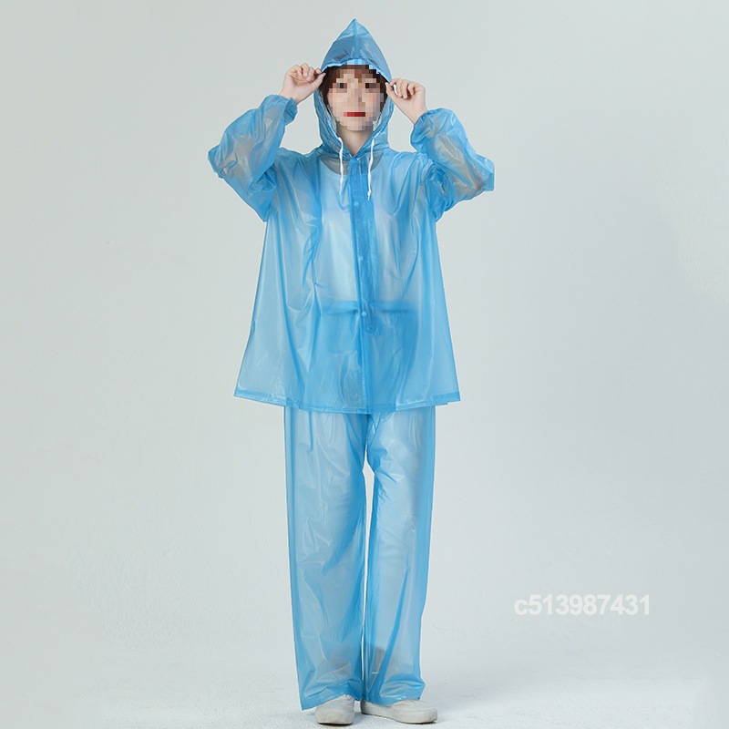 *v雨衣雨裤套装女款成人长款全身防暴雨防水彩色海胶透明分体式雨