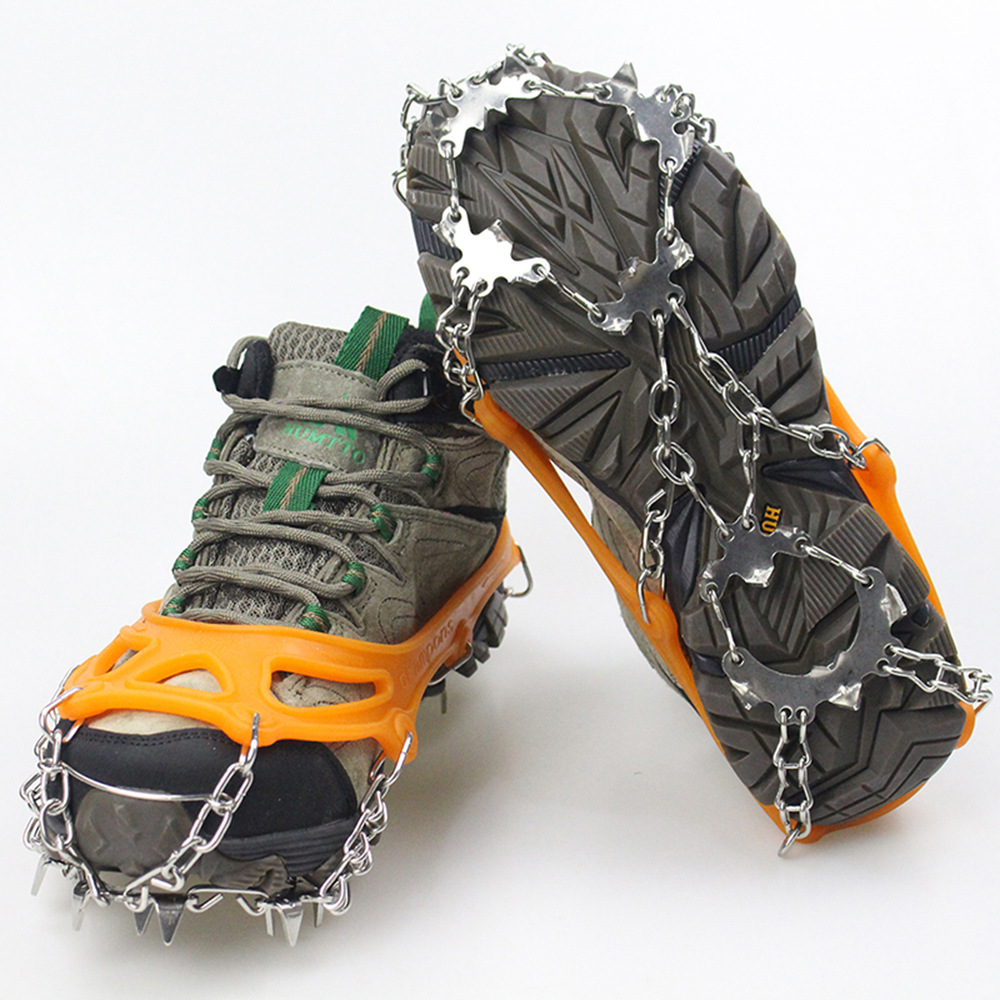 户外19齿防滑登山冰爪 冰雪地不锈钢防滑鞋链 加强十九齿攀登鞋套