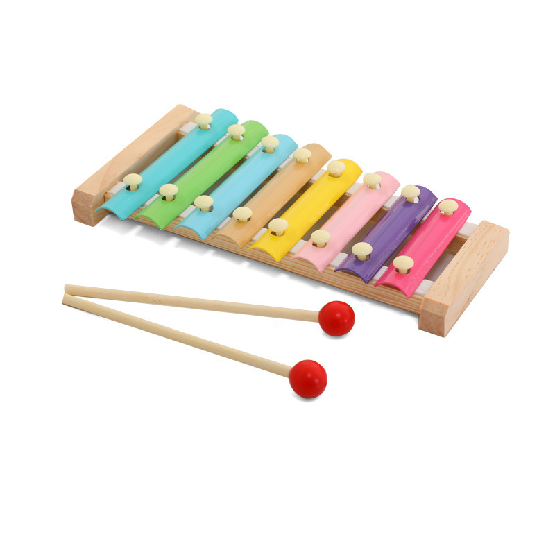 Children's Eight-Tone Percussion Piano Threading Clock Rainbow Tower Four Sets of Column Plate Twisted Insect Baby Educational Toys Wholesale