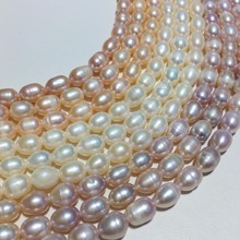 春季上新 实惠通孔7-8米形tian然淡水珍珠串珠diy 饰品首饰原材料