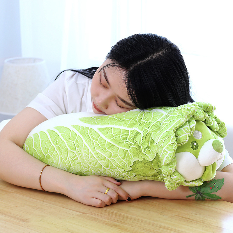 Vegetable Dog Doll Plush Toy Saite Cabbage Dog Ragdoll Wholesale Birthday Gift Girl Cute Doll Pillow