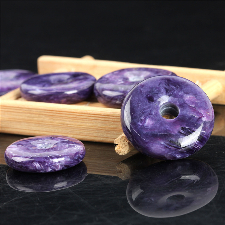 天然紫龙晶散珠平安扣舒俱来 圆珠无优化 原矿 多宝水晶手链配件