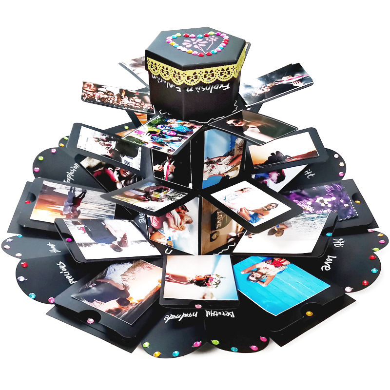 惊喜爆炸盒子蛋糕款diy手工相册抖音同款新奇特创意礼品物 亚马逊
