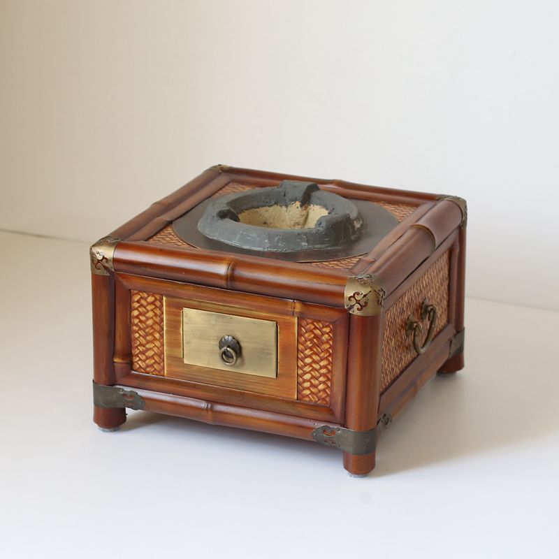 仿古竹炭炉 经典竹碳炉围炉煮茶炉橄榄红泥炉铁壶炉茶炉家用