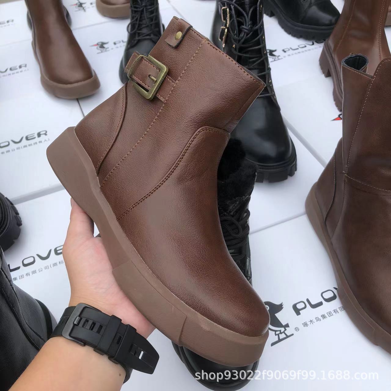 In Stock Dr. Martens Boots Women's Autumn and Winter New All-Matching Chunky Heel Internet Celebrity Thin Ins British Style Ankle Boots Thin Boots Wholesale