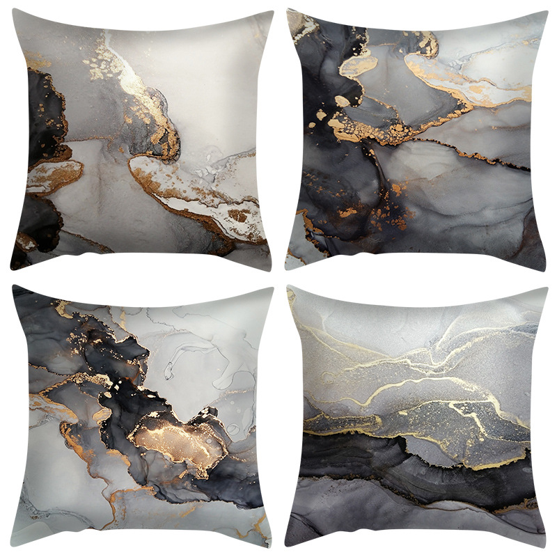 2023 Exclusive for Cross-Border Marble Texture Pillow Cover Living Room Home Sofa Bedroom Throw Pillowcase Peach