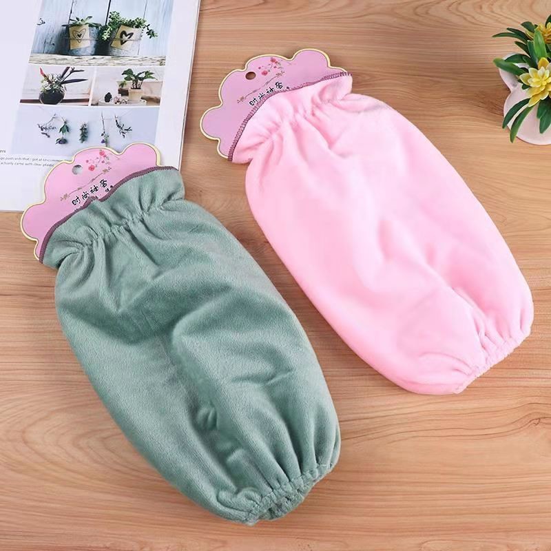 秋冬季中长款绒布棉袖套 男女通用办公工作袖套防污护袖 家用套袖