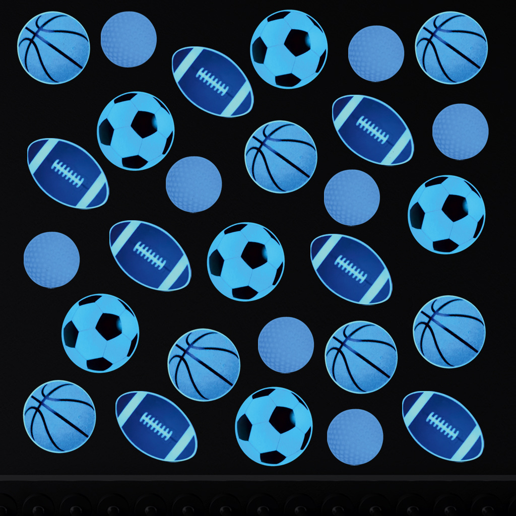 63pcs球类夜光贴纸 男孩子夜光贴橄榄球类afg3516可移除pet贴画