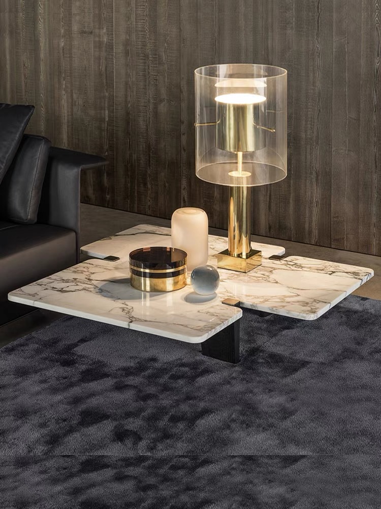 轻奢岩板茶几异形设计师客厅现代小户型minotti意式大理石茶几