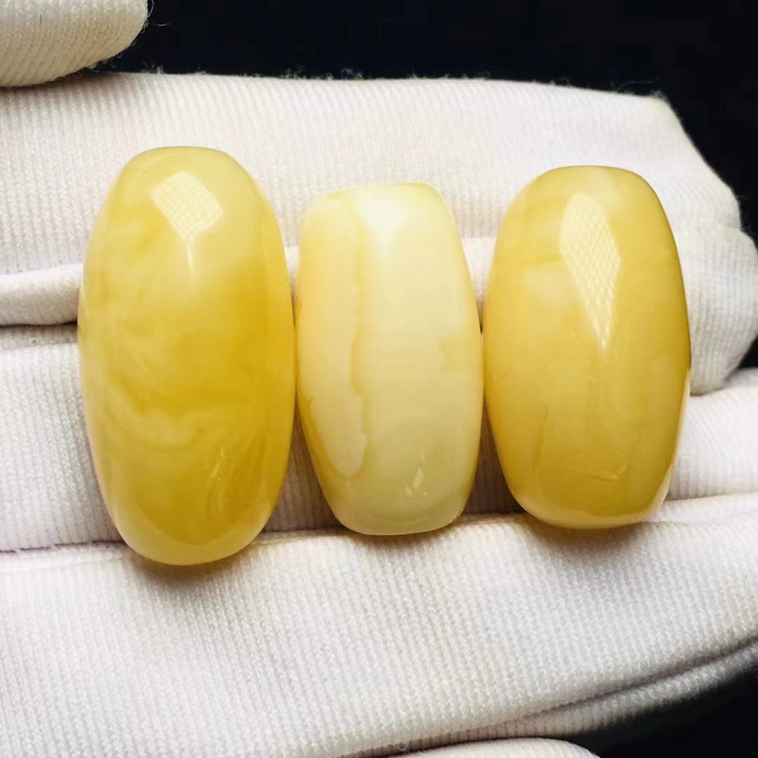 天然俄料蜜蜡桶珠 文玩diy饰品配饰纹路妖孽鸡油黄白妖花圆润饱满