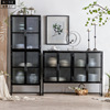 American style black Toughened glass Restaurant Side cabinet wholesale Iron art Wall Storage cabinet hotel a living room Entrance cabinet