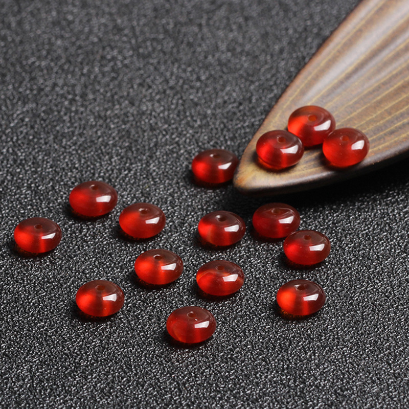 天然红玛瑙盘珠散珠隔片diy手工串珠编织红绳手链项链配件材料